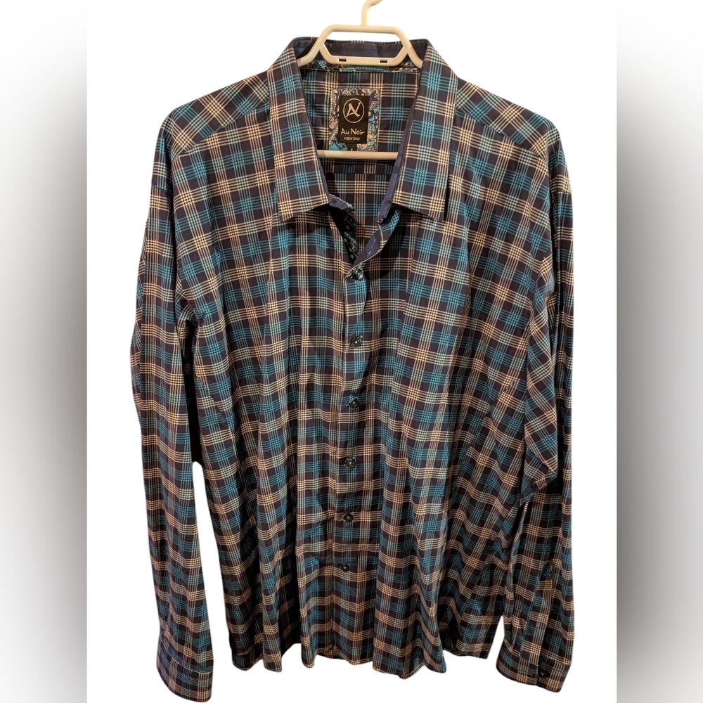 Au Noir Men's Blue Plaid Shirt